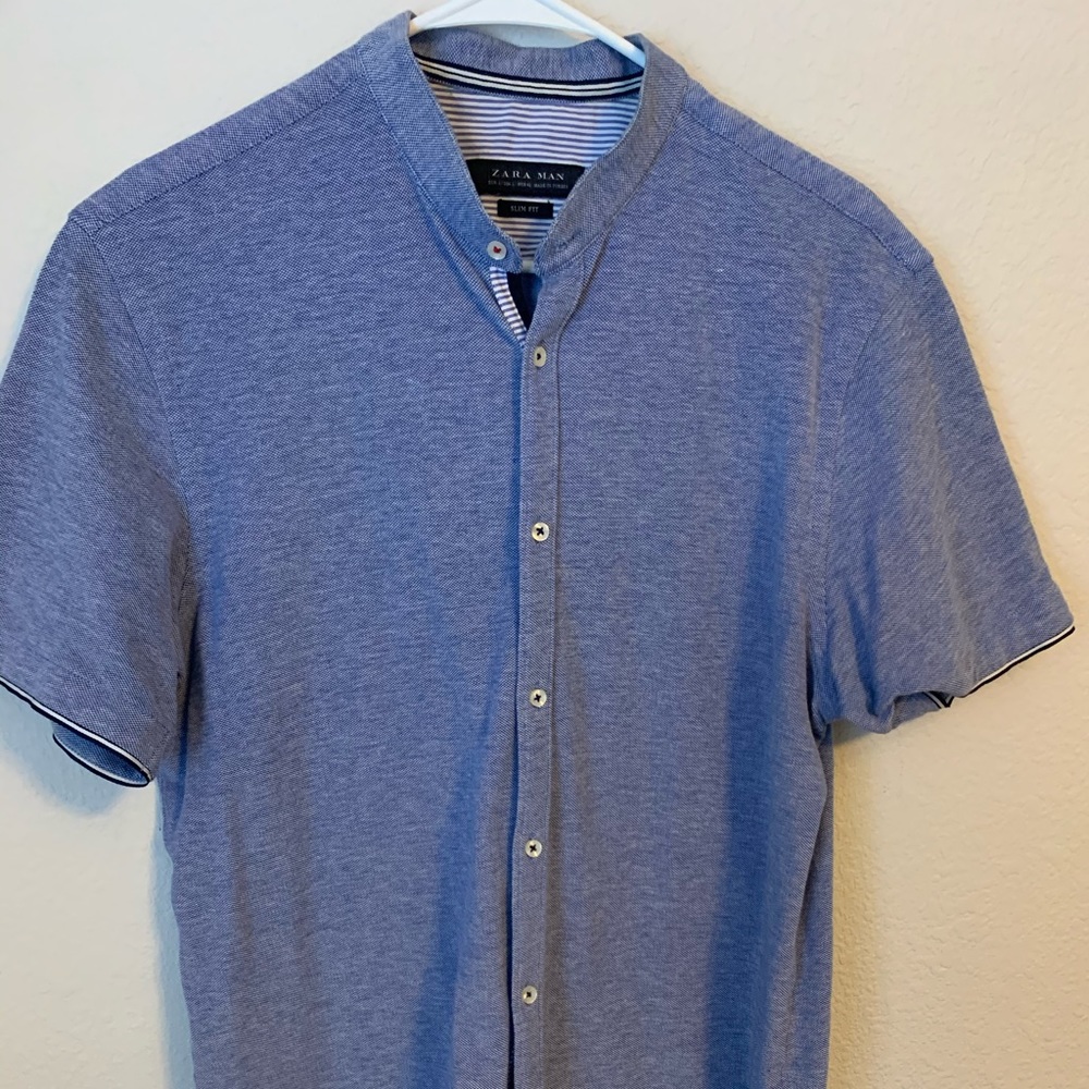 Zara Men’s Grandad collar button up shirt.